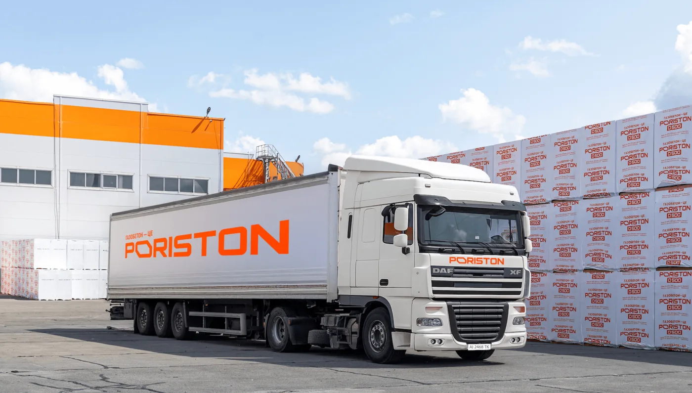 Доставка газобетону Poriston з заводу
